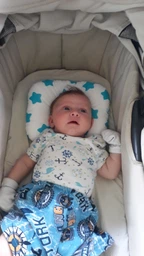 Подушка для новонароджених ортопедична BabySoon Міккі і сірий горошок 22 х 26 см (155)