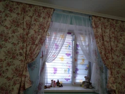 Короткие шторы для кухни Adagio Windows Decor Моника 3 с цветочным принтом 140х170см (2шторы) фото от покупателей 6
