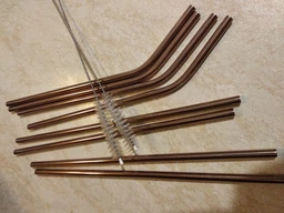 Металеві еко трубочки для напоїв STRAWS BAR багаторазові соломинки для коктейлів з металу в наборі 8 штук і 2 щітки для чищення ROSE GOLD (SRSTRROSGLD01) фото від покупців 15