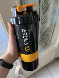 Шейкер Spider Bottle 2Go 500 мл + 2 отсека (по 100 мл) Черный с синим фото от покупателей 11