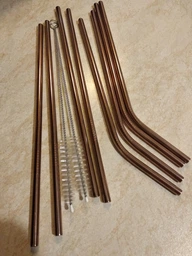 Металеві еко трубочки для напоїв STRAWS BAR багаторазові соломинки для коктейлів з металу в наборі 8 штук і 2 щітки для чищення ROSE GOLD (SRSTRROSGLD01) фото від покупців 14