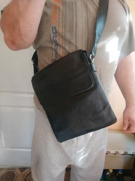 Мужская кожаная сумка мессенджер через плечо Tiding Bag A25-064A Черная натуральная кожа фото от покупателей 12