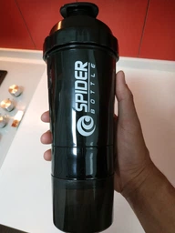 Шейкер Spider Bottle 2Go 500 мл + 2 отсека (по 100 мл) Черный с синим фото от покупателей 10