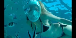 Маска для Плавання, Снорклінгу, Дайвінгу DiveIn S/M з Сумкою, Чохлом для Телефону Блакитна фото від покупців 1