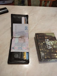 Гаманець чоловічий шкіряний з затиском Kafa з блокуванням RFID-сигналів, на магніті, чорний (M012) фото від покупців 1