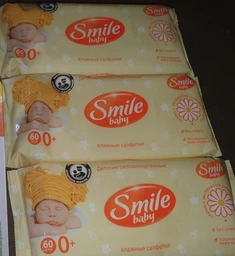 Упаковка влажных салфеток Smile Baby Экстракт ромашки и алоэ 2+1 пачки по 60 шт (42113813) (4823071656480)