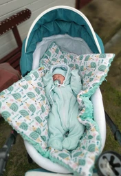 Демисезонный плюшевый конверт - одеяло на выписку BabySoon Мятные ежики 78 х 85 см (565) фото от покупателей 1