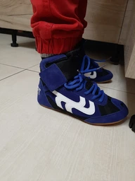 Борцовки замшевые Zelart Sport OB-3957 размер 33 Black-Blue-White