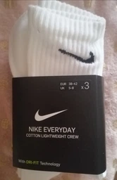 Набор мужских носков высоких хлопковых Nike U Nk Everyday Cush Crew SX7676-100 38-42 (M) 3 пары Белый (888407237270) фото от покупателей 2