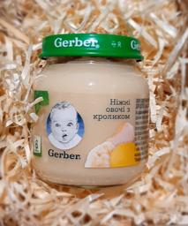 Упаковка овочево-м'ясного пюре Gerber Ніжні овочі з кроликом з 6 місяців 130 г х 6 шт (7613287166982) фото від покупців 3