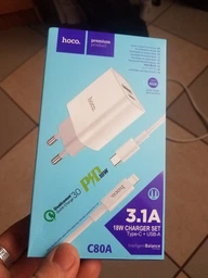 Зарядний пристрій 20W швидка зарядка Hoco C80A PD 20W + QC 3.0 + cable Type C to Lightning White фото от покупателей 1