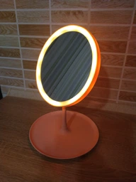 Дзеркало з лед підсвіткою LED для макіяжу з підставкою у ванну кімнату настільне косметичне сенсорне на USB 3 режими підсвічування фото від покупців 17