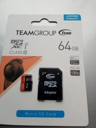 Карта памяти MicroSDXC 64GB UHS-I Team + SD-adapter (TUSDX64GUHS03) фото от покупателей 5