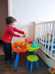Столик песочный с набором, лейкой и стульчиком, разноцветный, KINDER WAY. (01-121-1) фото от покупателей 2
