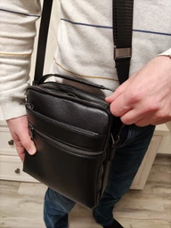 Мужская кожаная сумка-мессенджер Tiding Bag A25-17622-3A Черная фото от покупателей 16