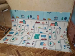 Развивающий детский игровой двусторонний складной термо- коврик (мат) трансформер «Мягкий пол XPE New Eco» напольный, сертифицированный, гипоаллергенный для ползания малышей от 0 и игр детей 2000x1500x6 мм «Машинки | Мишки» + сумка (113K235SW) фото от покупателей 1