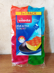 Губки кухонные Vileda PurActive Color для тефлона 4 шт (4023103208049) фото от покупателей 2