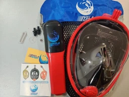 Повнолицева панорамна S/M Снорклінг Маска для плавання VelaSport 1.0 на все обличчя для купання пірнання мономаска з трубкою та клапаном з кріпленням для екшн камери дитячі та дорослі Black White фото від покупців 7