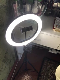 Кольцевая led лампа мощная светодиодная 26 см с держателем для смартфона и штативом 2,1 м