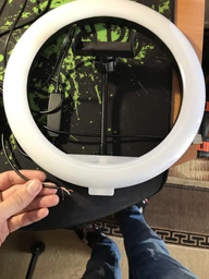 Кольцевая led лампа мощная светодиодная 26 см с держателем для смартфона и штативом 2,1 м фото от покупателей 5