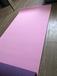 Килимок для йоги та фітнесу (йога мат ТПЕ) EasyFit TPE+TC 183х61см 6мм товщиною двошаровий синій-жовтий