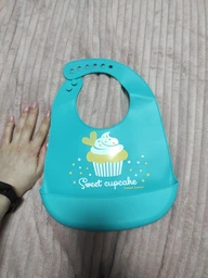 Слюнявчик силиконовый Canpol Babies с кармашком 28х23 см (74/020 Розовый) фото от покупателей 7