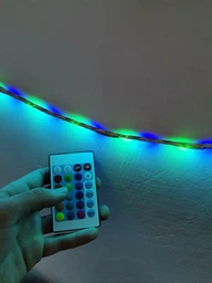 Комплект светодиодная лента влагозащищенная LED 3528 SMD RGB 12v с контроллером+Пульт + блок питания 5м фото от покупателей 2