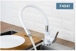 Смеситель для кухни Frap F4041 с гибким изливом Белый/Хром