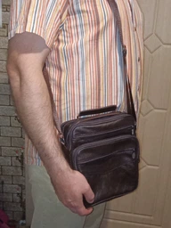 Сумка планшет через плечо мужская из натуральная кожи Vintage leather-14991 Коричневая фото от покупателей 15