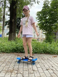 Пенни борд скейт Jenix Penny Board 22" Синий со светящимися колесами фото от покупателей 17