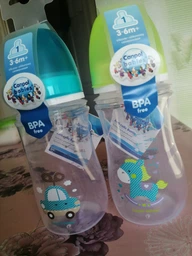 Бутылка с широким антиколиковым отверстием Easystart Цветные зверьки 240 мл Canpol babies Бирюзовая (5903407352060)