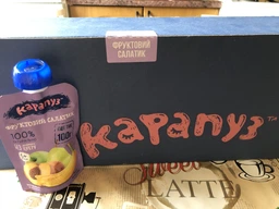 Пюре Карапуз Фруктовий салатик з яблук, груш, персиків та бананів, 100г. фото от покупателей 6