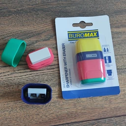 Ластик+точилка Buromax Rubber Touch на 2 отверстия с контейнером (BM.4771-1) фото от покупателей 12