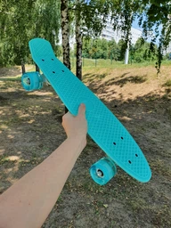 Пенни борд скейт Jenix Penny Board 22" Синий со светящимися колесами фото от покупателей 11