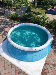 Детский надувной круглый бассейн Intex Easy Set Pool 880 л. Наливной переносной трехслойный устойчив с эффектом мозаики 183 х 51 см Blue
