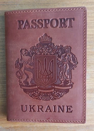 Шкіряна обкладинка для паспорта з гербом України з натуральної шкіри Crazy Horse, коралова 58927 фото від покупців 6