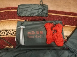 Туристический тент +оттяжки Tramp. 6,0х6,0м. Зеленый. Тент для защиты от дождя и солнца UTRT-103