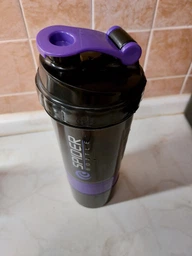 Шейкер Spider Bottle 2Go 500 мл + 2 отсека (по 100 мл) Черный с синим фото от покупателей 1