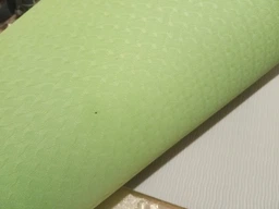Килимок для йоги та фітнесу (йога мат ТПЕ) EasyFit TPE+TC 183х61см 6мм товщиною двошаровий синій-жовтий фото від покупців 4