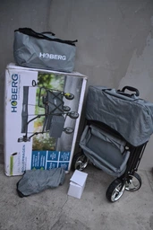 Тележка садовая с тентом, термосумкой, чашкодержателем на 4 колеса Hoberg 80кг