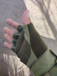 Тактические беспалые перчатки цвет хаки с двумя фиксаторами