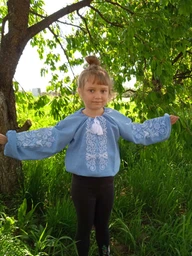 Вишиванка для дівчинки MEREZHKA Орнамент червоний розмір 152 фото от покупателей 2