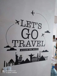 Вінілові наклейки Let's go travel (текстова наклейка подорожі текст на стіну) глянець 1120х1200 мм