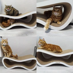 Когтеточка из картона усиленного с деревянным фасадом Cat Joy Fusion Beige 77x29x29 см фото от покупателей 14