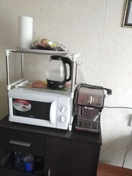 Настільний кухонний стелаж - етажерка під мікрохвильову піч з полицями для посуду 2 яруси фото від покупців 4