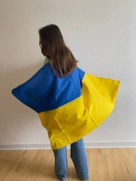 Набір автомобільний Прапор України з тризубом Trend на авто 30 х 45 см 2 шт та Прапор України з габардину 90 х 140 см 1 шт Синьо-жовтий