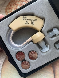 Заушный слуховой аппарат Xingma XM-909T, усилитель звука завушній слуховий апарат замшевый футляр для хранения Бежевий