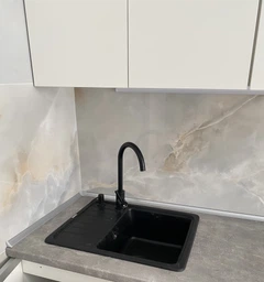 Гранітна мийка для кухні AquaMill DENVER сіра + Змішувач + Дозатор + Решітка