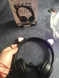Бездротові навушники "Котячі вушка" CatEar P47M з підсвіткою RGB Bluetooth MP3 плеєр Black фото від покупців 2