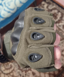 Безпалі тактичні перчатки з посиленим Протектором Оліва L фото від покупців 6